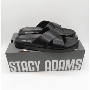 Stacy Adams Montel Mens Black Slip-On Slides With Cross-Strap Size 11M NWB